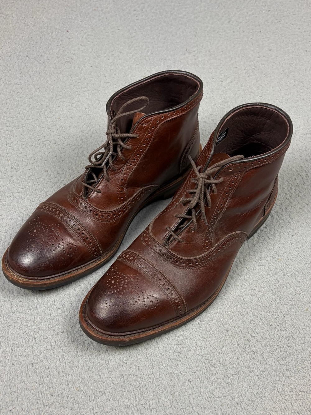 Allen Edmonds Dalton Wingtip Boots Mens 10 EE Brown Leather Brogue Weatherproof